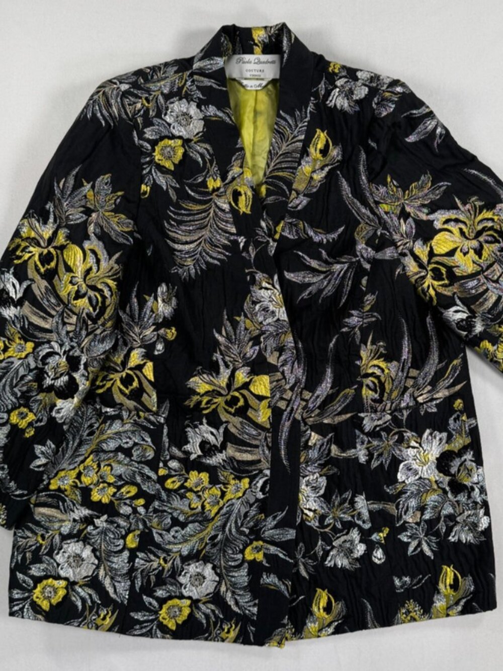 Paola Quadretti Couture Firenze Jacket Black Silk Linen Blend Made In Italy